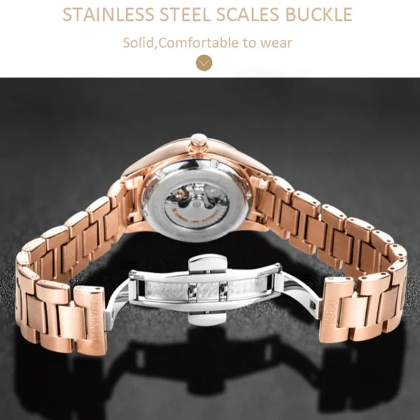 Carnival Brand New Fashion Mechanical Watch for Women's Luxury Rose Gold Stainless Steel Strap Waterproof Calendar Womens Watches 2