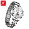 OLEVS Fashion Elegant Women's Watches Waterproof Moon Phase Automatic Mechanical Watch Date Silver Stainless Steel Watch  7041 4
