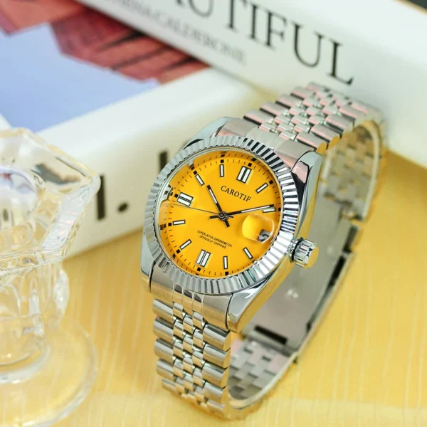 A Women's Silver Steel Band Luxury Business Style Calendar Display Tourbillon Fully Automatic Mechanical Watch 2