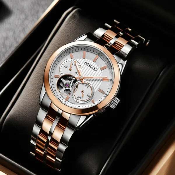 MIGE Original Miyota Skeleton Automatical Mechanical Watch for Women's Waterproof Sapphire Stainless Steel Women's Wristwatch 1