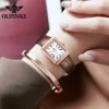 OUPINKE 3182 Simple Women's Watches Elegant Rectangular Dial Quartz Watch Leather strap Date Waterproof Original Lady Wristwatch 3