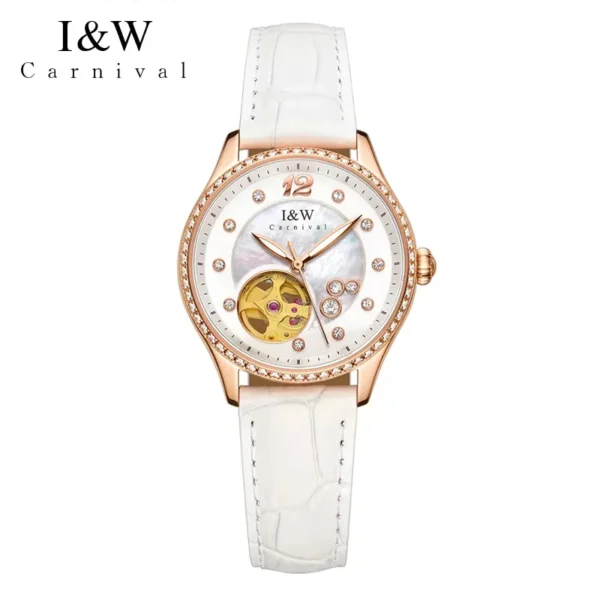 Carnival Luxury MIYOTA Movement Mechanical Watch for Women Fashion Leather Sapphire Waterproof Automatic Skeleton Watches Women 1