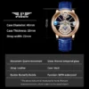 PINDU Design Celestial Curved Mirror Transparent Roman Leather Watch 6
