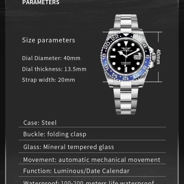 PINDU Design Luxury Water Ghost Yacht Ceramic Automatic 40mm Watch 2