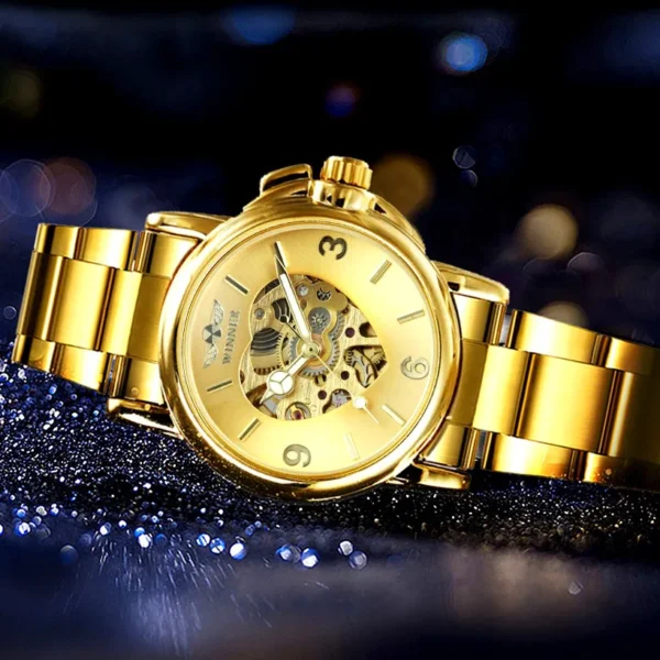 WINNER Top Brand Luxury Gold Skeleton Automatic Elegant Women’s Watch 1
