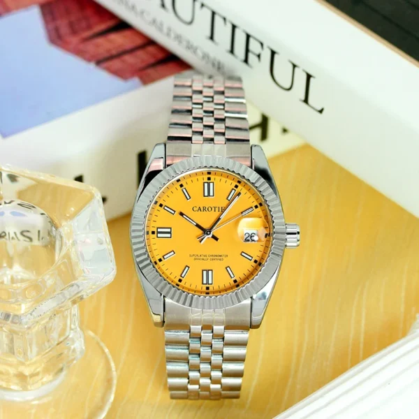 A Women's Silver Steel Band Luxury Business Style Calendar Display Tourbillon Fully Automatic Mechanical Watch 1