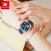 OLEVS New Luxury Rose Gold Mechanical Watch for Women's Fashion Stainless Steel Strap Waterproof Luminous Hollow Watches Womens 5
