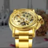 WINNER Fashion Luxury Gold Skeleton Iced Out Elegant Automatic Women’s Watch 2