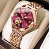 OLEVS Brand Luxury Fashion Red Dial Automatic Mechanical Watch For Women's Waterproof Steel Ladies Watch Reloj Para Mujer 2