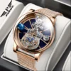 PINDU Design Celestial Transparent Globe Quartz Leather Water Resistant Watch 1