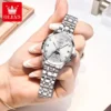 OLEVS Fashion Elegant Women's Watches Waterproof Moon Phase Automatic Mechanical Watch Date Silver Stainless Steel Watch  7041 5