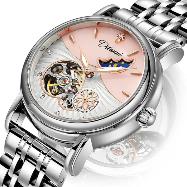 Top Brand Luxury Rotatable Flowers Fashion Moon Phase Automatic Lady Watch 1
