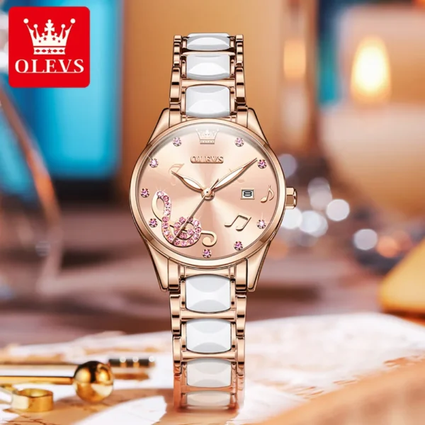 OLEVS 3605 Top Brand Fashion Mechanical Zircon Scale Chronograph Watch 2