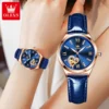 OLEVS New Luxury Rose Gold Mechanical Watch for Women's Fashion Stainless Steel Strap Waterproof Luminous Hollow Watches Womens 6