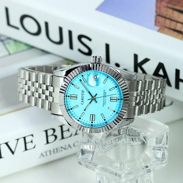 Simple Casual Silver Steel Automatic Women’s Round Dial Mechanical Watch 1