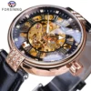 Forsining 2019 Elegant Women Diamond Skeleton Display Design Luxury Lady Automatic Watches Luminous Hands Black Genuine Leather 1