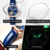 OLEVS New Luxury Rose Gold Mechanical Watch for Women's Fashion Stainless Steel Strap Waterproof Luminous Hollow Watches Womens 3