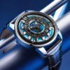 PINDU Retro Creative Turn-Dial Wheel Mechanical Luminous Leather Watch 1