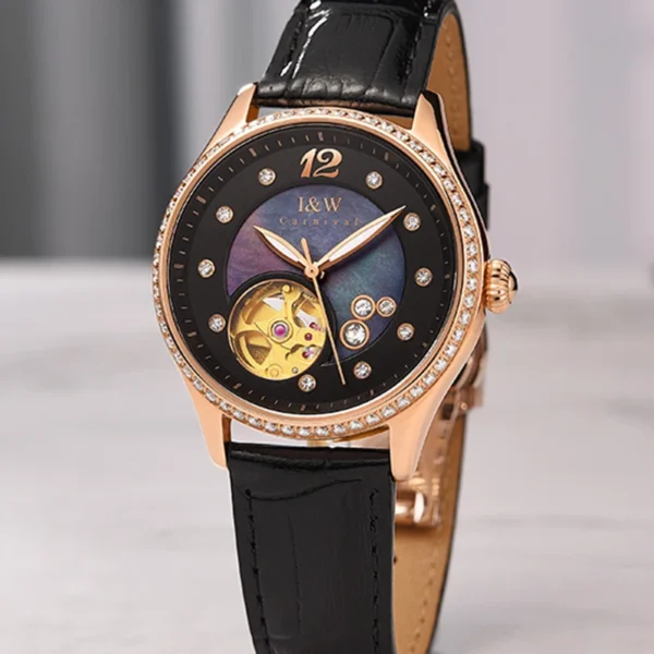 Carnival Luxury MIYOTA Movement Mechanical Watch for Women Fashion Leather Sapphire Waterproof Automatic Skeleton Watches Women 2