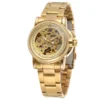 Luxury Gold Fashion Crystal Skeleton Automatic Women’s Stainless Steel Watch 1