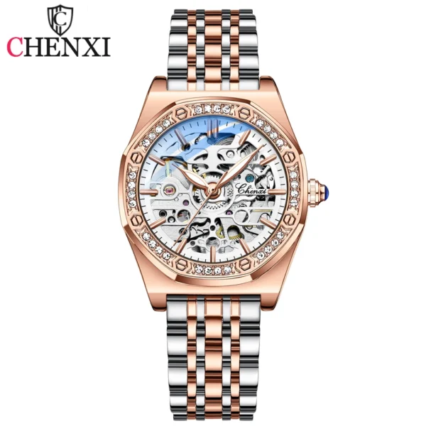 CHENXI New Luxury Brand Elegant Rose Gold Automatic Stainless Steel Women’s Watch 1
