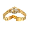 T-winner Blue Hand Roman Numeral Mechanical Watch Gold Hollow Steel Band Watch Round Alloy Ladies Watch 6
