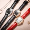 Carnival New Luxury Diamond Watch Women's Mechanical Watch Full Automatic Fashion Red Leather Women's Watch Relogio Feminino 4