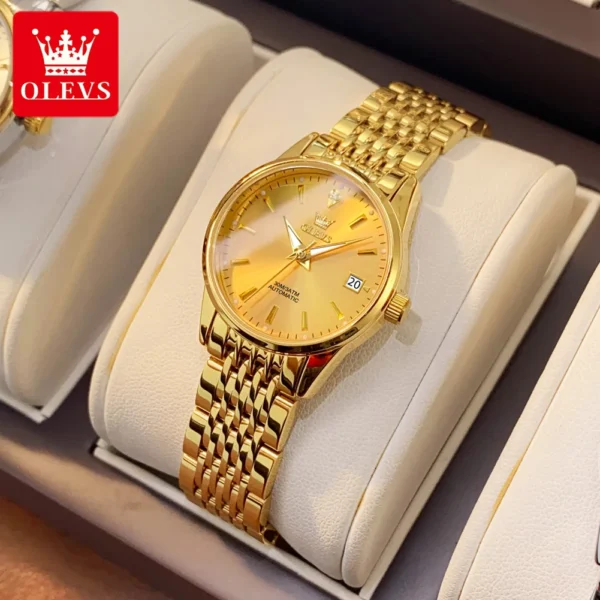 OLEVS TOP Brand Women's Watches Date Delicate Dial Stainless Steel Strap Waterproof Luminous Wristwatch Bracelet Set Gift 1