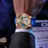 PINDU New Celestial Roulette Quartz Curved Mirror Globe Leather Watch 4