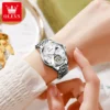 OLEVS 6608 Top Brand Elegant Fashion Hollow Automatic Women’s Steel Watch 3