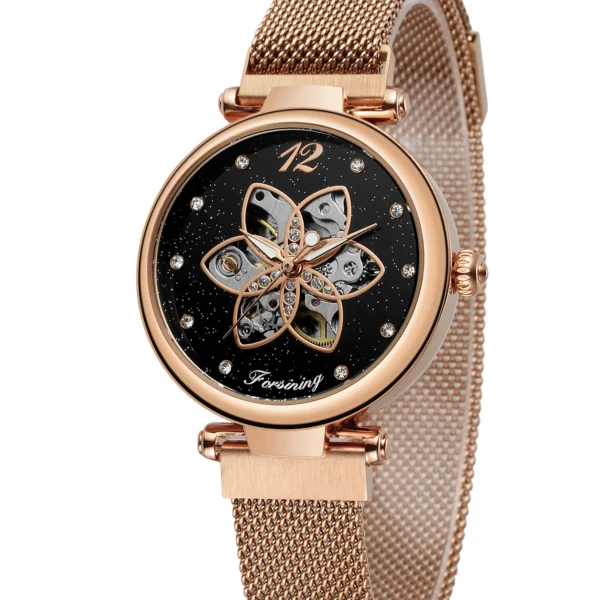 Forsining Creative Starry Sky Fashion Skeleton Self-Winding Women’s Watch 1