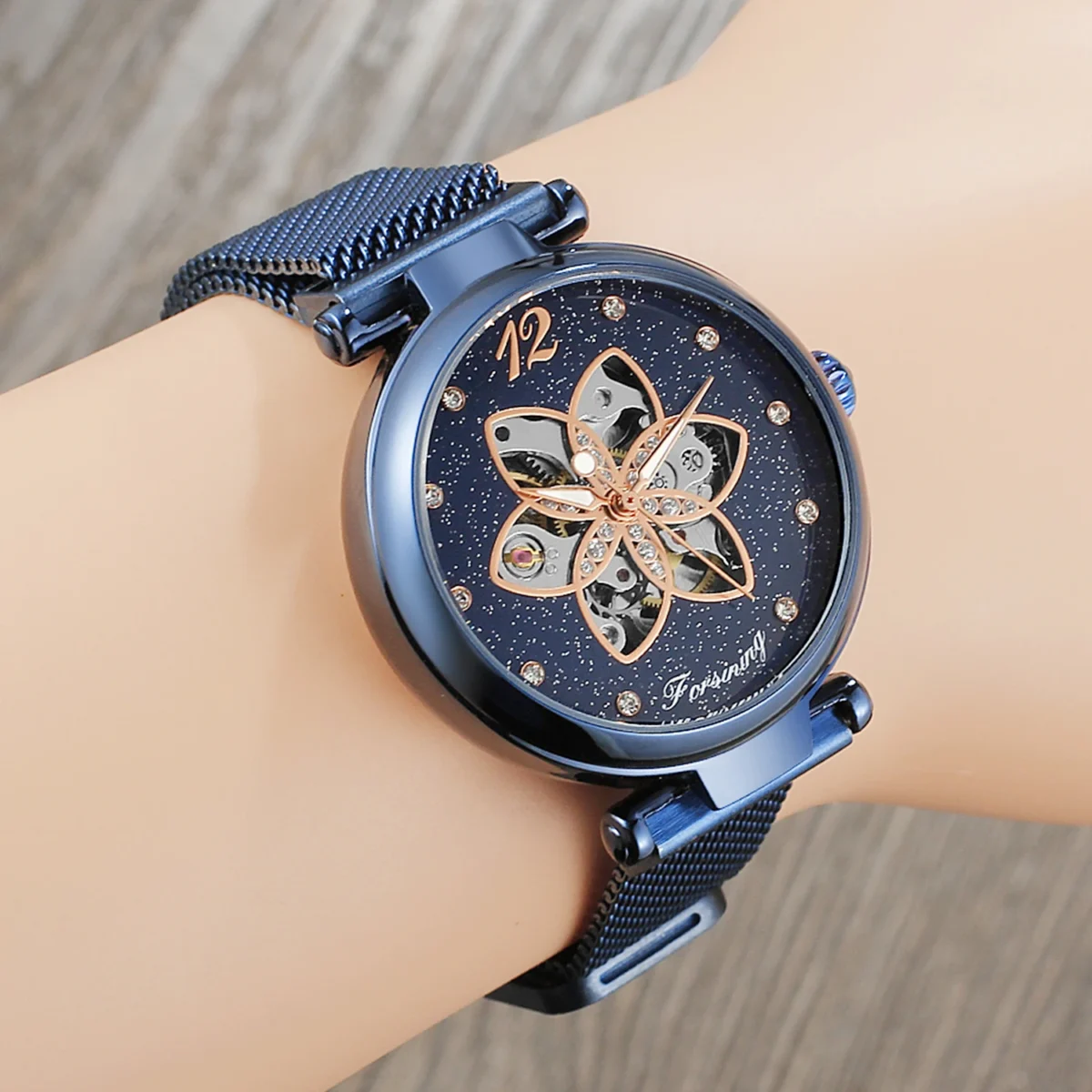 Forsining Creative Starry Sky Fashion Skeleton Self-Winding Women’s Watch 4