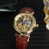 Forsining Fashion Luxury Skeleton Luminous Gold Automatic Women’s Watch 4