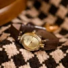 Quartz Watch for Women's Miyota Movement Retro Round Watch with Brushed Dial and Leather Strap 10 Meter Water Repellent 5