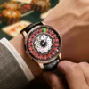 PINDU New NH35A Rotary Roulette Diamond Mechanical Leather Watch 2