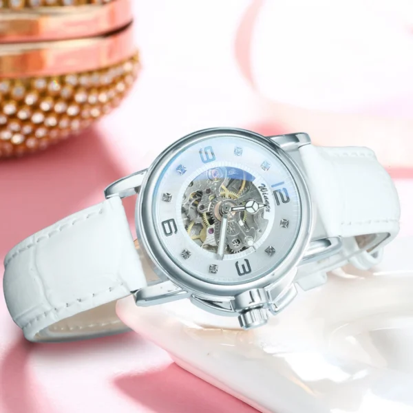 WINNER Fashion Luxury Skeleton Rhinestones Elegant Automatic Women’s Watch 2