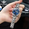 OUPINKE Fashion Silver Blue Automatic Mechanical Watch Women's Watches Ladies Creative Steel Women's Bracelet Watches Female 3