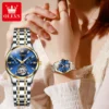 OLEVS Top Brand Luxury Mechanical Watch for Women's Tourbillon Automatic Wristwatch Ladies Waterproof Luminous Steel Strap Watches 6