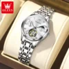 OLEVS 6608 Top Brand Elegant Fashion Hollow Automatic Women’s Steel Watch 1