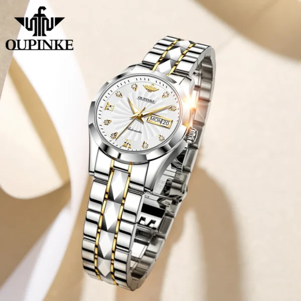 OUPINKE 3169 Diamond Whirlwind Dial Elegant Automatic Women’s Watch Set 2