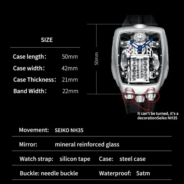PINDU Design Top Brand Luxury Military Sport NH05 Automatic Watch 2
