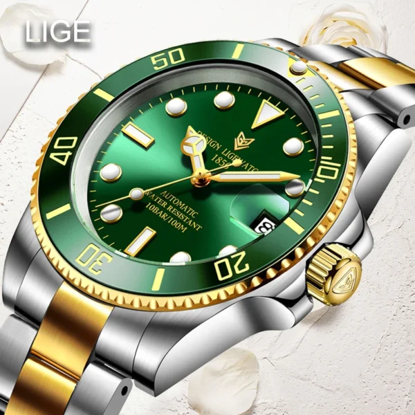 LIGE Luxury Top Brand Women Automatic Mechanical Watches Steel Watch Band Watch Waterproof Simple Watch For Women Gift for Women 2
