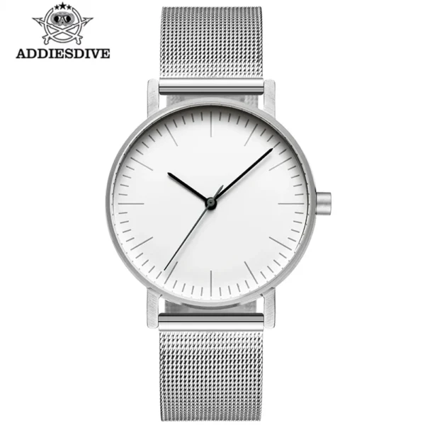 ADDIESDIVE MY-H1 Classic Women's Simple Watches Fashion Stainless Steel Strap Fashionable White Wristwatch 1
