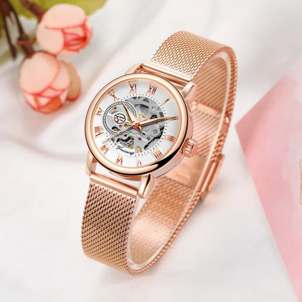 2024 High-End Luxury Steel Skeleton Fashion Women’s Mechanical Watch 1