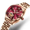 OLEVS Brand Luxury Fashion Red Dial Automatic Mechanical Watch For Women's Waterproof Steel Ladies Watch Reloj Para Mujer 6