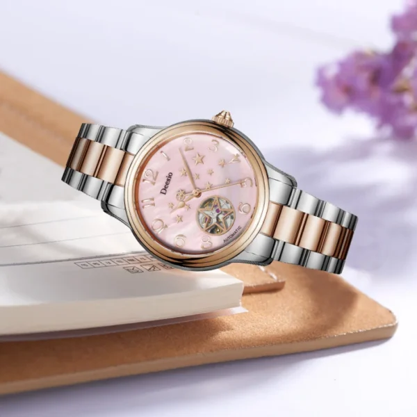 Deesio E8001B Luxury Bands Automatic Mechanical Watch Women Fashion Star Wristwatch Waterproof 30m Wrist Timepiece Ladies Clock 2