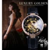 Forsining 2019 Elegant Women Diamond Skeleton Display Design Luxury Lady Automatic Watches Luminous Hands Black Genuine Leather 2