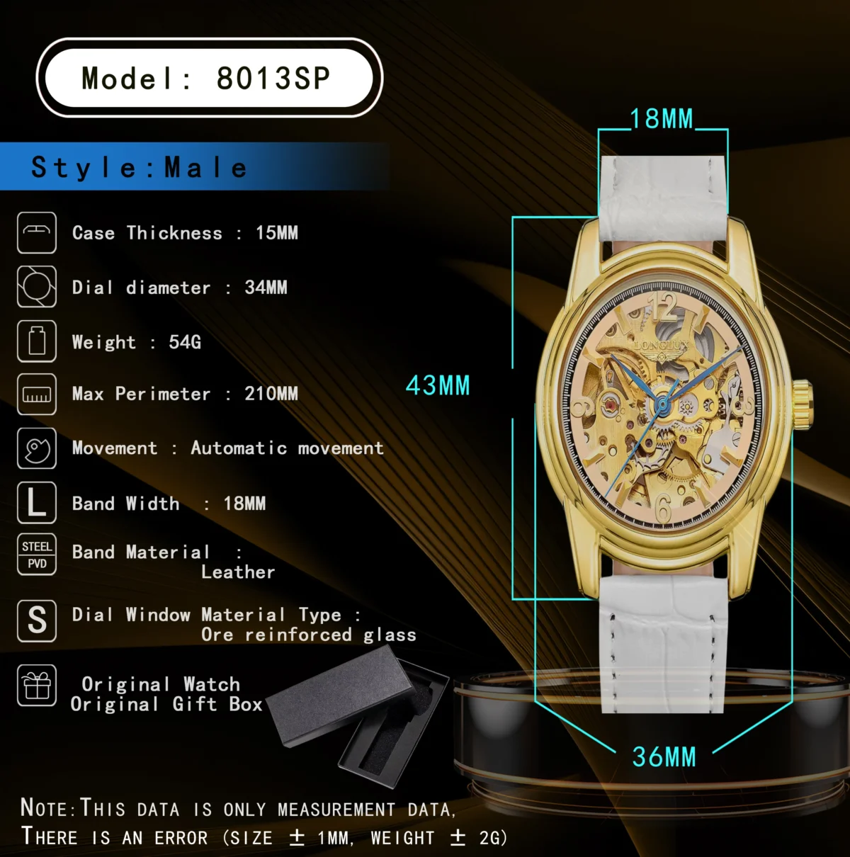 LONGLUX Fashion Cute Elegant Automatic Luxury Women’s Gift Watch 5