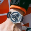 PINDU Design Unique Blue Luxury 42mm Mechanical Luminous Steel Watch 5