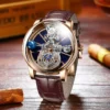 PINDU Design Celestial Curved Mirror Transparent Roman Leather Watch 2